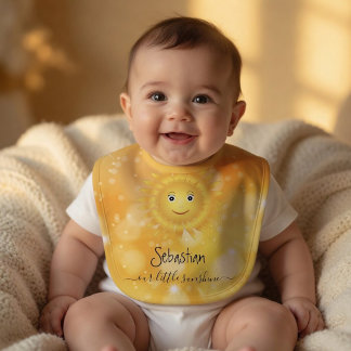 Cute Custom Double Sided Smiling Sun Art Designed Baby Bib