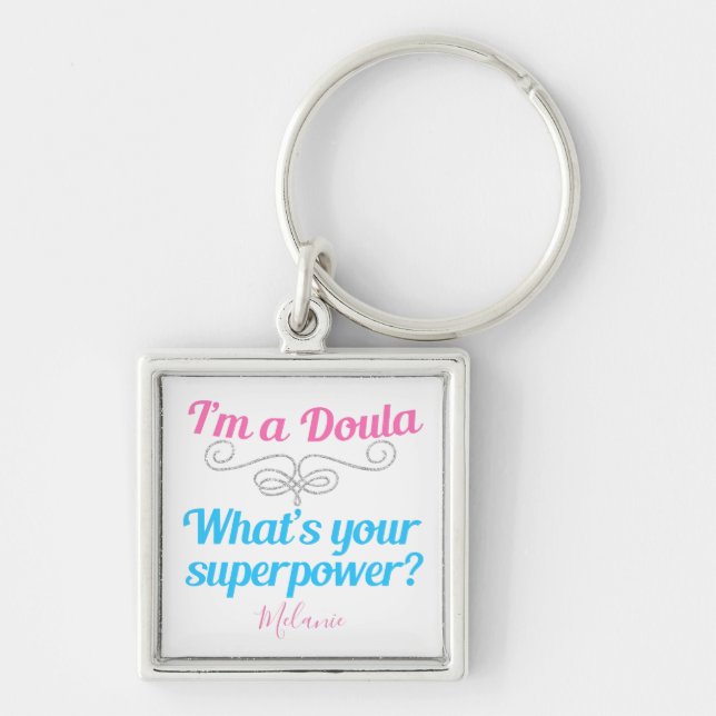 Cute Custom Doula Superhero Keychain (Front)