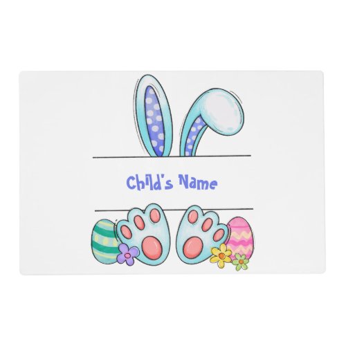 Cute Custom Easter Boys Bunny and Eggs Laminated Placemat