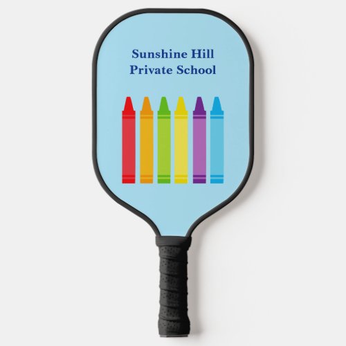 Cute Custom Elementary School Teacher Crayon Pickleball Paddle