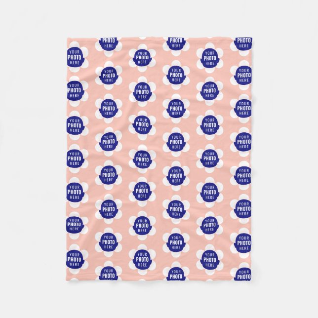 Cute Custom Face Flower Pattern Pink Fleece Blanket (Front)