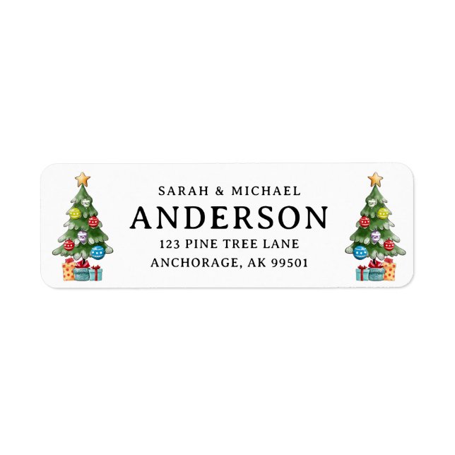 Cute Custom Family Name Christmas Tree Label (Front)