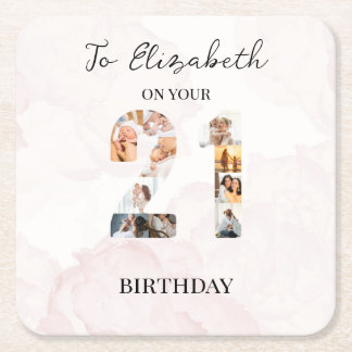 Cute Custom Family Photo Square Paper Coaster