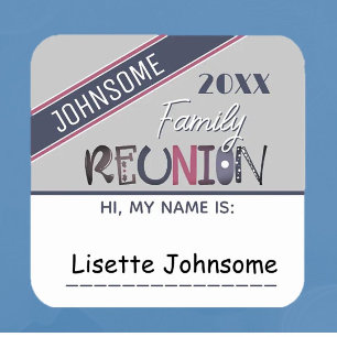 Cute! Custom Family Reunion Name tag Sticker