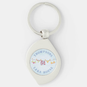 Cute Custom Family Whimsical Lake House Keychain