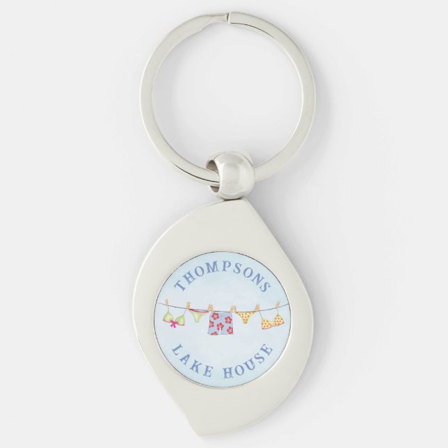 Cute Custom Family Whimsical Lake House  Keychain (Front)