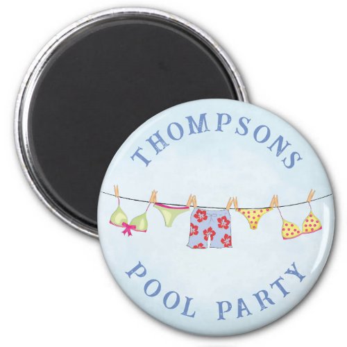 Cute Custom Family Whimsical Pool Party Magnet