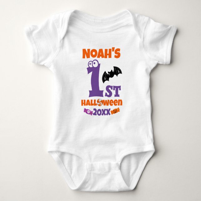 Cute Custom First Halloween Baby Kid's Toddler Bodysuit (Front)