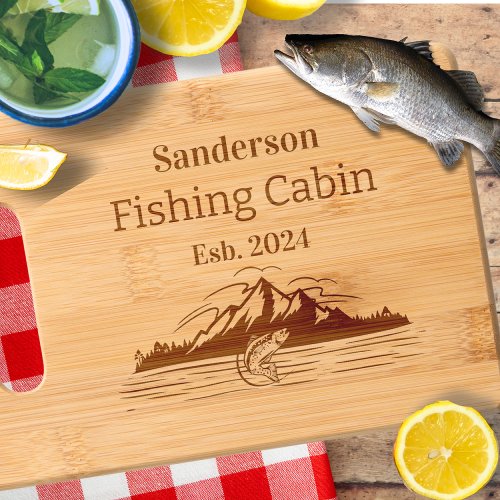 Cute Custom Fishing Cabin  Keepsake Charcuterie   Cutting Board