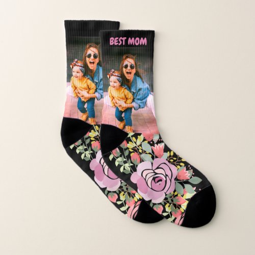 Cute Custom floral  photo Socks