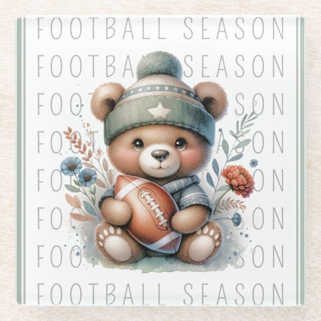 Cute Custom Football Glass Coaster (Front)