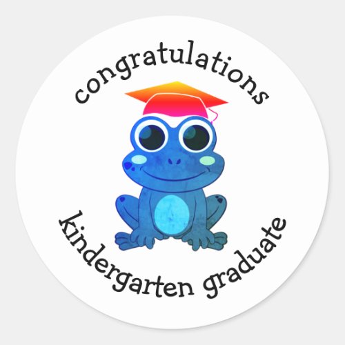 Cute Custom Frog Kindergarten Graduation Classic Round Sticker