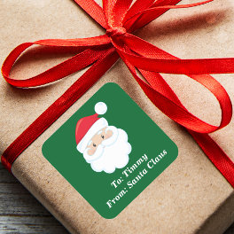 Cute Custom From Santa Claus Green Christmas Gift Square Sticker