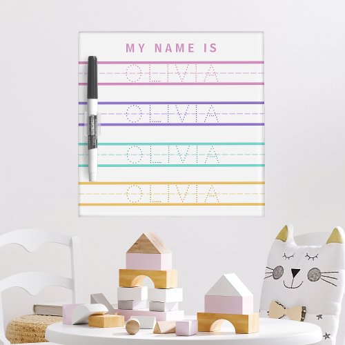 Cute Custom Girls Name Tracing Writing Practice Dry Erase Board