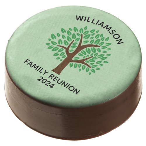 Cute Custom Green Family Tree Reunion Party Chocolate Covered Oreo