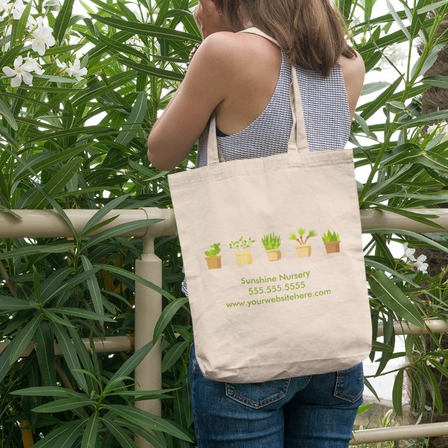 Cute Custom Green Plant Nursery Gardening Tote Bag (Creator Uploaded)