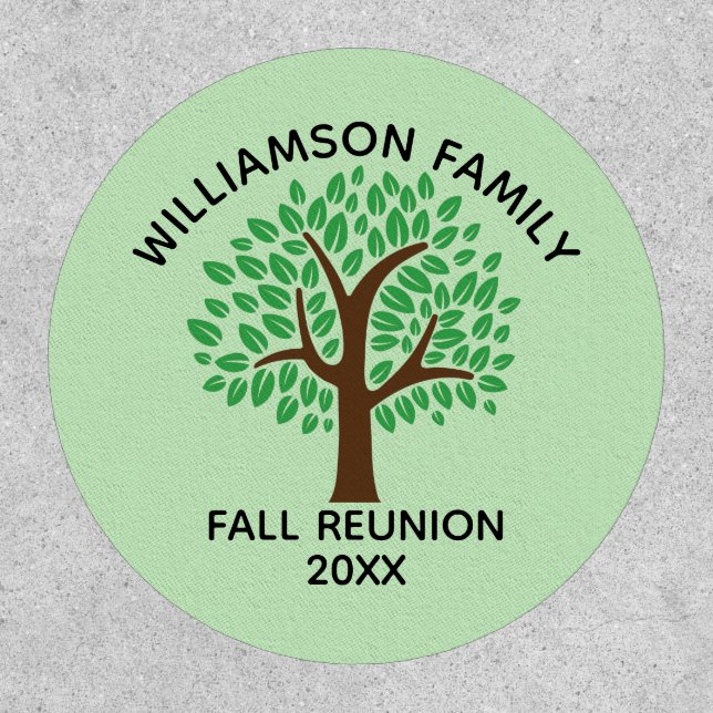 Cute Custom Green Tree Family Reunion Party Patch (Front)