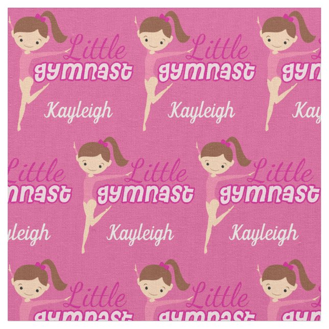 Cute Custom Gymnastics Girl Pink Fabric (Close Up)