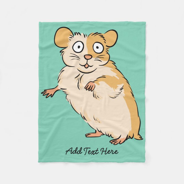 Cute Custom Hamster Graphic Fleece Blanket (Front)