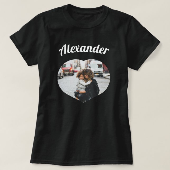 Cute Custom Heart Photo with name T-Shirt (Design Front)