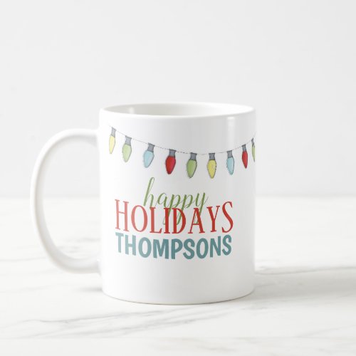 Cute Custom Holiday Christmas Stylish Family Name Coffee Mug