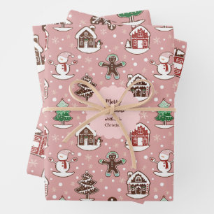 Cute Custom Holiday Cookie Pattern Christmas Wrapping Paper Sheets