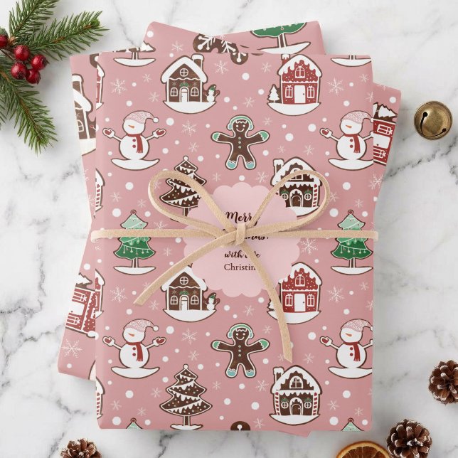 Cute Custom Holiday Cookie Pattern Christmas Wrapping Paper Sheets (Creator Uploaded)