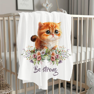 Cute Custom Inspirational Orange Cat Baby Blanket