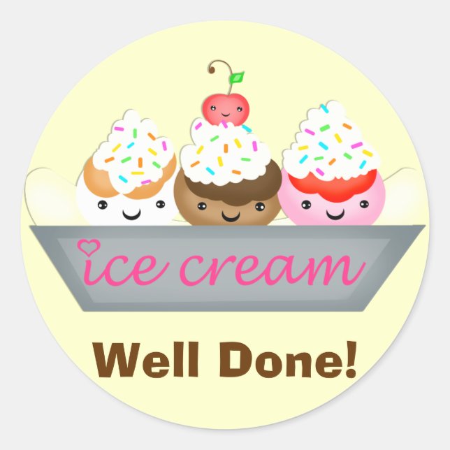 Cute Custom Kawaii Icecream Reward Sticker (Front)
