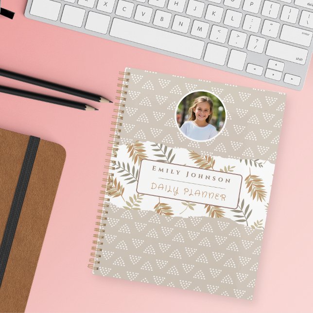 Cute Custom Kid Name & Photo Abstract Patterns Planner (Creator Uploaded)