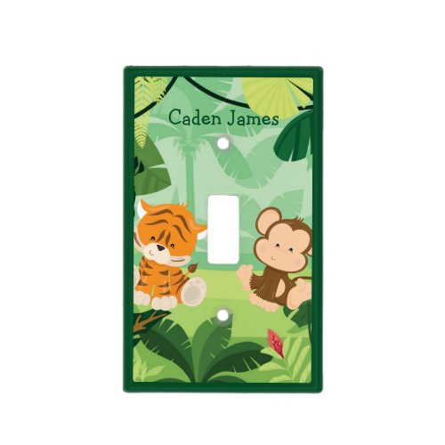 Cute Custom Kids Jungle Tiger Monkey Safari Light Switch Cover