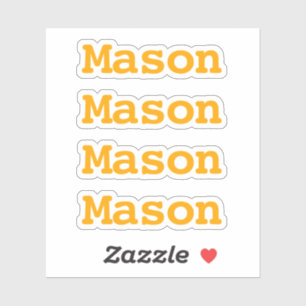 Cute Custom Kids Name for School Orange Sticker