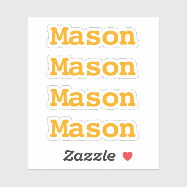 Cute Custom Kids Name for School Orange Sticker (Sheet)