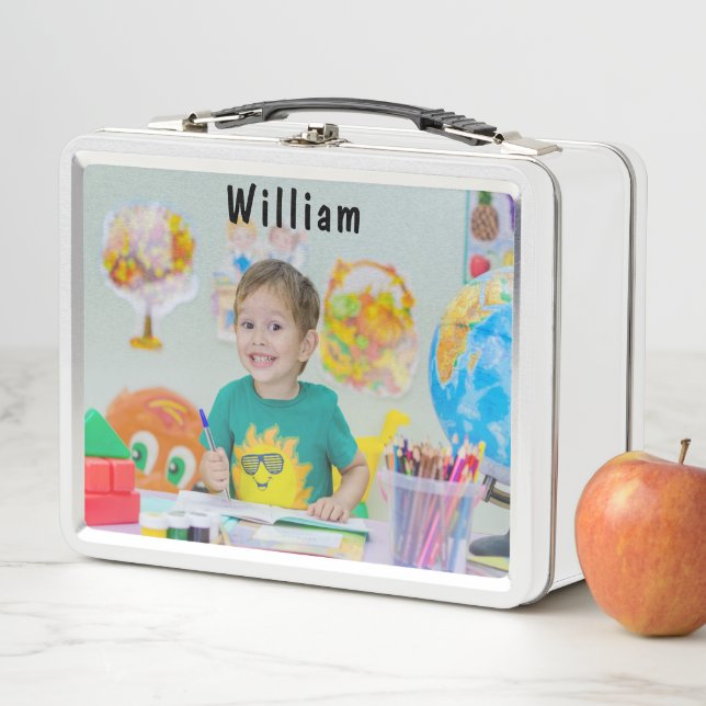 Cute Custom Kid's Photo Back to School  Metal Lunch Box (In Situ)