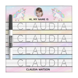 Cute Custom Kids Photo Name Tracing Practice Dry Erase Board