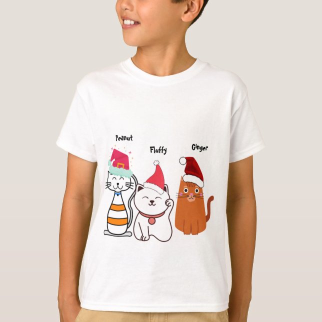 Cute Custom Kitty Cat Christmas    T-Shirt (Front)
