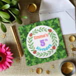 Cute Custom Ladybug &amp; Leaf 5th Birthday Invitation