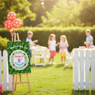 Cute Custom Ladybug & Leaf 5th Birthday Welcome Foam Board