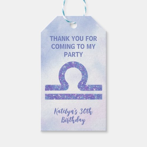 Cute Custom Libra Sign Purple Birthday Party Gift Tags