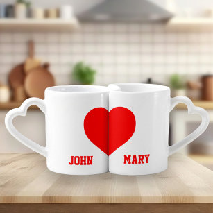 Cute Custom Lovers Names Matching Coffee Mug Set