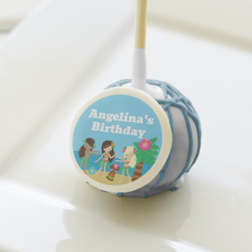 Cute Custom Luau Beach Hula Girls Birthday Party Cake Pops