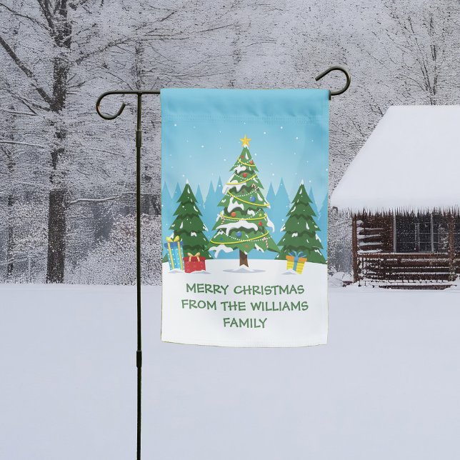 Cute Custom Merry Christmas Blue Holiday Garden Flag (Creator Uploaded)