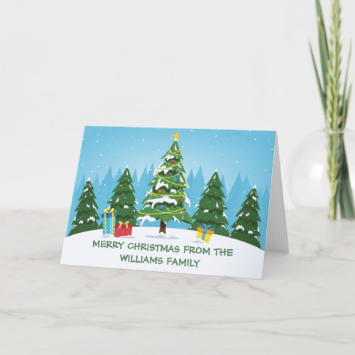 Cute Custom Merry Christmas Tree Non Photo Holiday Card