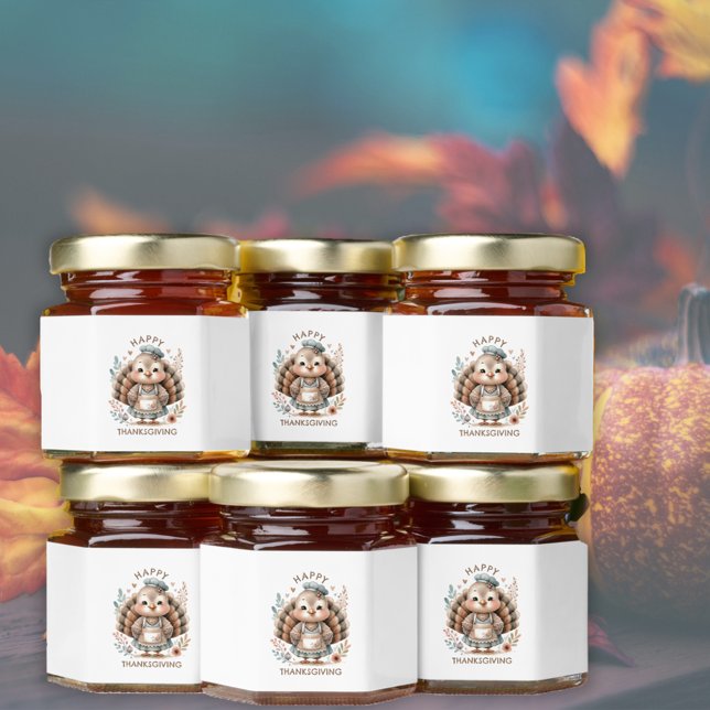 Cute Custom Message Turkey Honey Jar Favors (Holiday Turkey honey jar favors)
