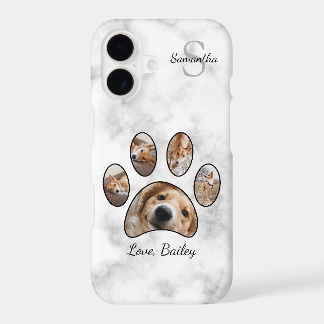 Cute Custom Monogram Name Pet Photo Collage Case-Mate iPhone Case (Back)