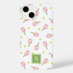 Cute Custom Monogram Pickleball Pattern Case-Mate iPhone 14 Case