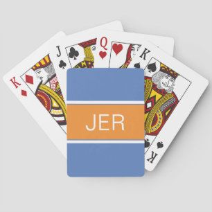 Cute Custom Monogrammed Initials Blue Orange Poker Cards