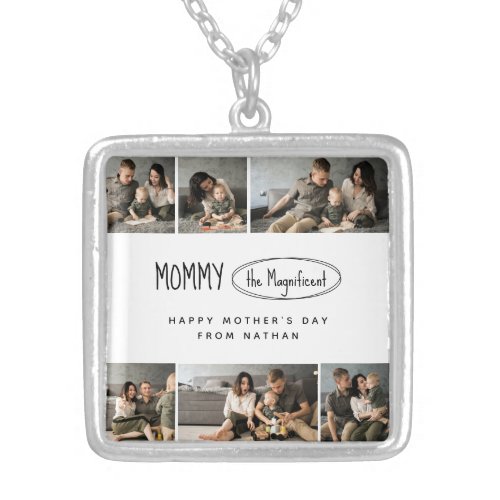 Cute Custom Mothers Day Family Photo Silver Plated Necklace