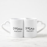 Cute custom Mrs and Mrs lesbian couple Coffee Mug Set<br><div class="desc">Mrs and Mrs couple coffee mug,  customizable with your own name and your favorite colors.</div>