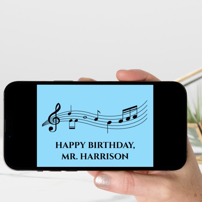 Cute Custom Music Teacher Band Director Birthday Card (Front Digital)